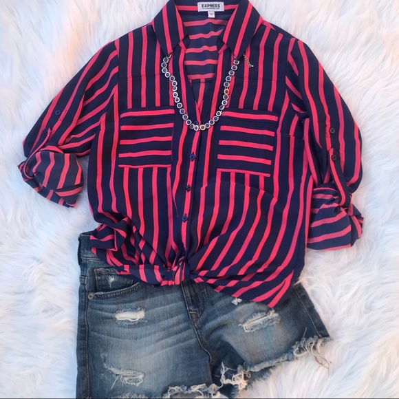EXPRESS | Pink and Navy stripe Portofino - Picture 1 of 6